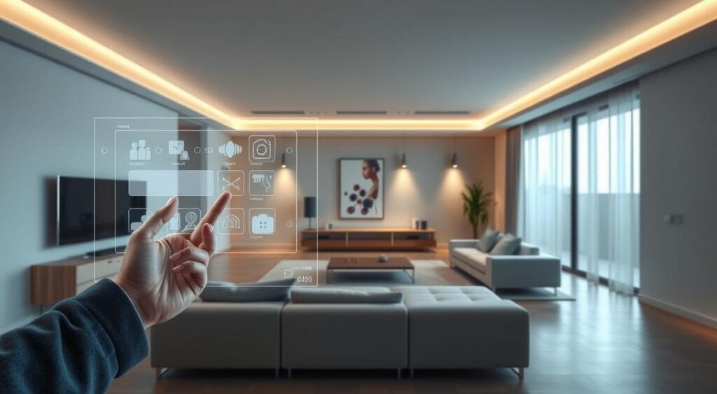 Comprendre le podevache : guide pour les curieux et les professionnels 5 A modern, minimalistic digital strategy for innovative home decor. A sleek, minimalist interior with clean lines and geometric shapes. In the foreground, a holographic interface displays custom decor options, controlled by hand gestures. The middle ground features a modular furniture system that can be easily reconfigured. In the background, smart home sensors and automation devices blend seamlessly into the design. Natural lighting creates an airy, calming atmosphere, while subtle accent lighting highlights the innovative technologies. Captured with a wide-angle lens to showcase the integrated smart home ecosystem, creating an immersive, futuristic vision of the impact of technology on modern living.