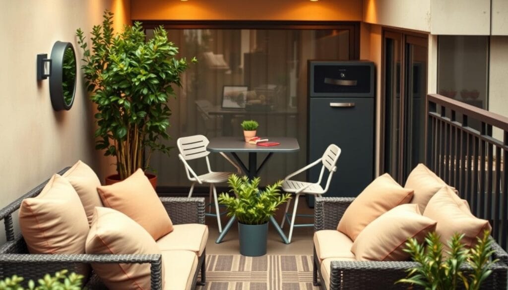 Déco petit balcon : idées pour l'aménager en 2025 4 Aménagement balcon étroit multifonctionnel
