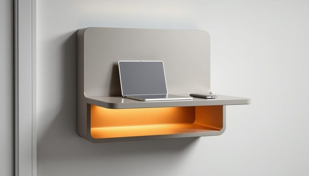 Bureau escamotable mural : gain de place optimal 3 Bureau mural compact design