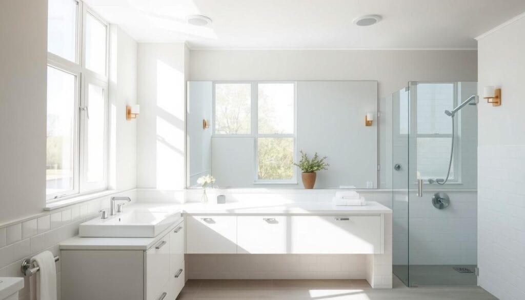Aménager une salle de bain petit espace - Conseils 3 Couleurs claires pour agrandir une petite salle de bain