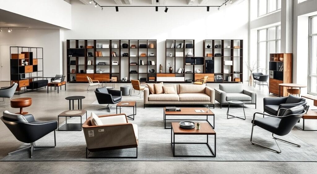 Comprendre le podevache : guide pour les curieux et les professionnels 4 Prompt A visually striking collection of innovative furniture pieces, showcased in a sleek, minimalist showroom. The foreground features a range of modern, geometric-inspired chairs, sofas, and tables, crafted from premium materials like brushed metal, glass, and treated wood. In the middle ground, modular shelving units and storage solutions display a variety of unique shapes and textures, highlighting the versatility of the collection. The background is a clean, white-walled space with large windows, allowing for ample natural light and a sense of openness. The overall atmosphere is one of sophistication, functionality, and a dedication to thoughtful, cutting-edge design.